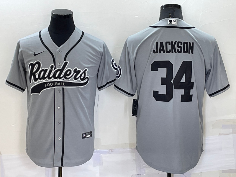 Men's Las Vegas Raiders Bo Jackson #34 Gray Jersey Joint Edition